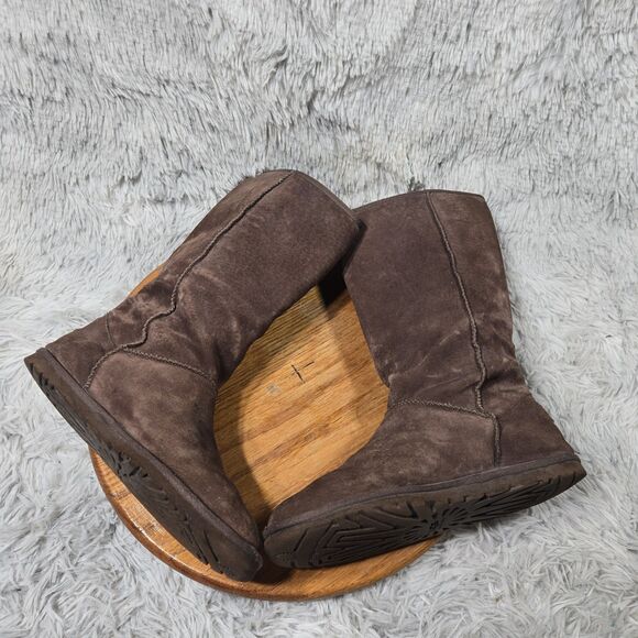 Ugg Australia  Lo Pro Button Fold Over Womens Size 7 Brown Leather Winter Boots - Picture 4 of 9